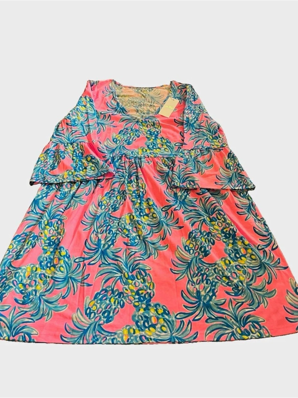 Lilly Pulitzer Jannie V-Neck 3/4 Sleeve Pelican Pink Beat The Heat Sz L NWT